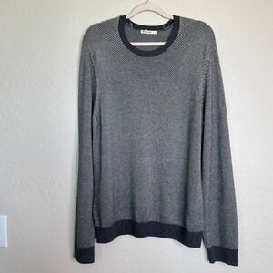 Enzo Contrast Trim Cotton Wool Blend Crew Neck Sweater Preppy Soft Knit Textured